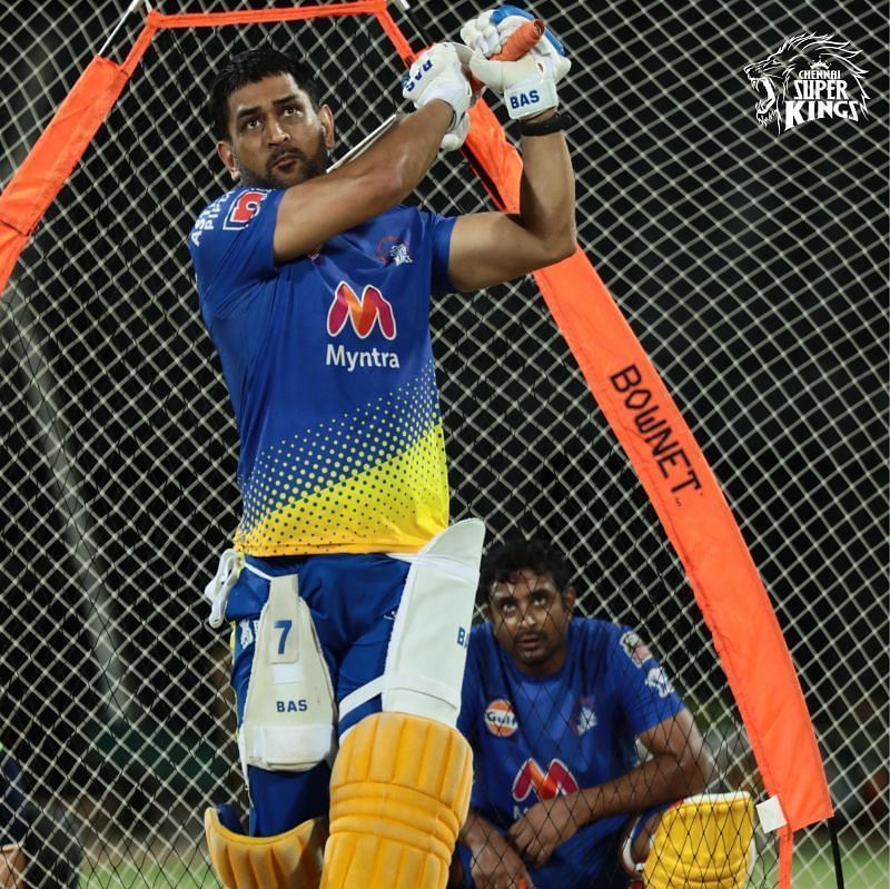 MS Dhoni at practice sessions ahead of IPL 2021