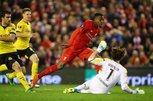 Divock Origi in action for Liverpool against Borussia Dortmund in 2016