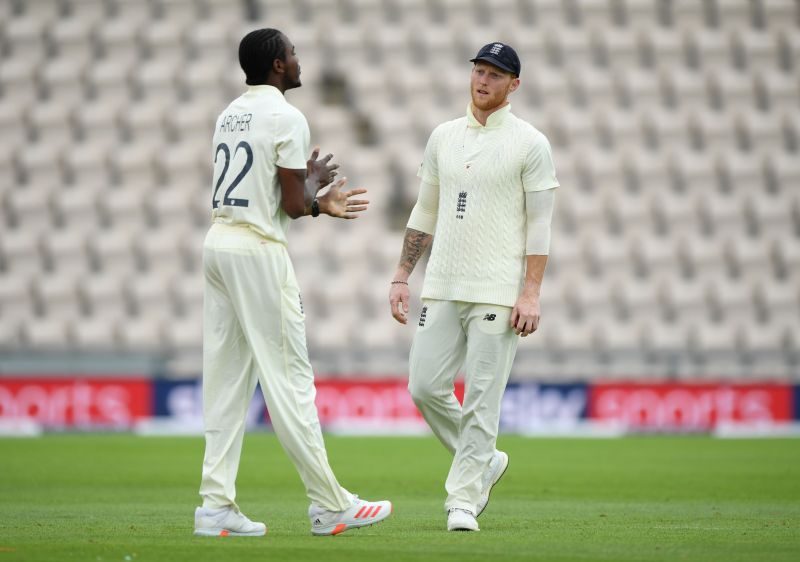 Jofra Archer in Test action for England against the West Indies