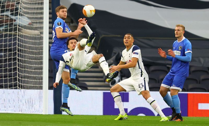 Dele Alli scored a spectacular bicycle kick in the Europa League tie with Wolfsberger.