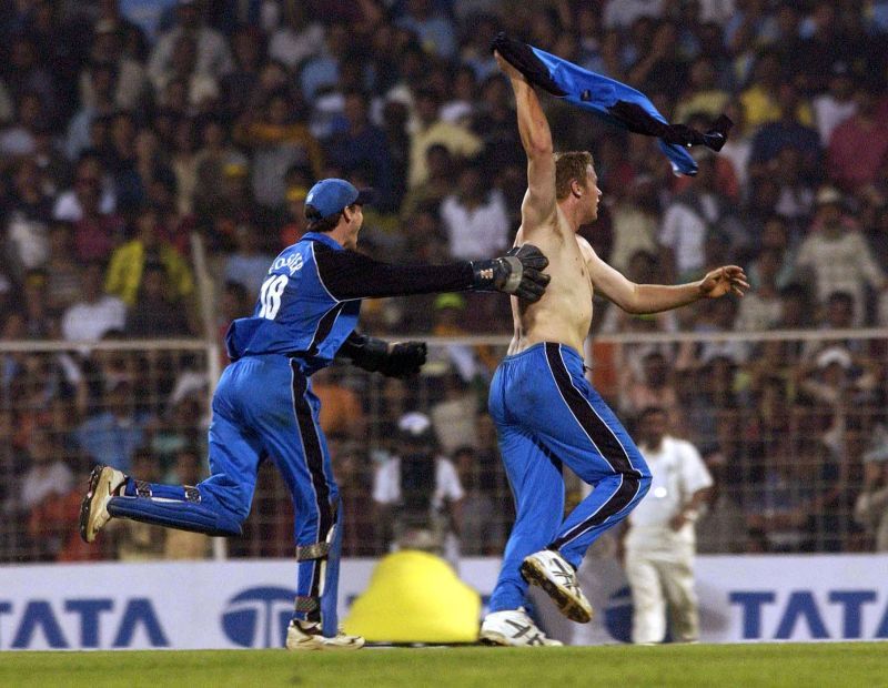 Fairy tale ending: Andrew Flintoff after winning the game versus India