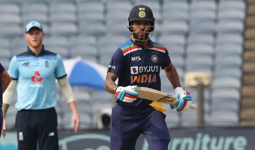 Shikhar Dhawan in the 1st ODI against England