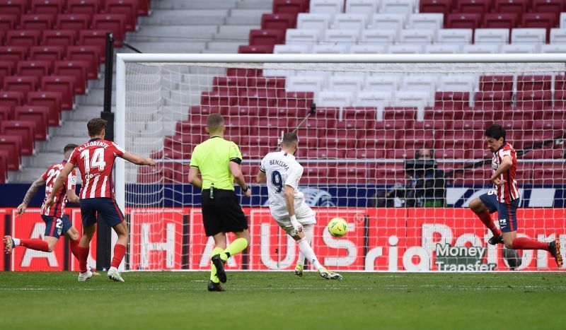 Karim Benzema scored Real Madrid&#039;s equaliser against Atletico Madrid.