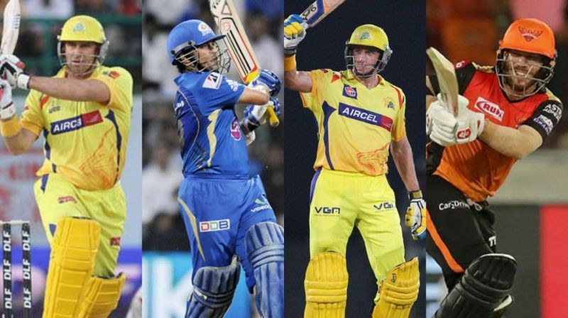 Matthew Hayden, Sachin Tendulkar, Michael Hussey and David Warner