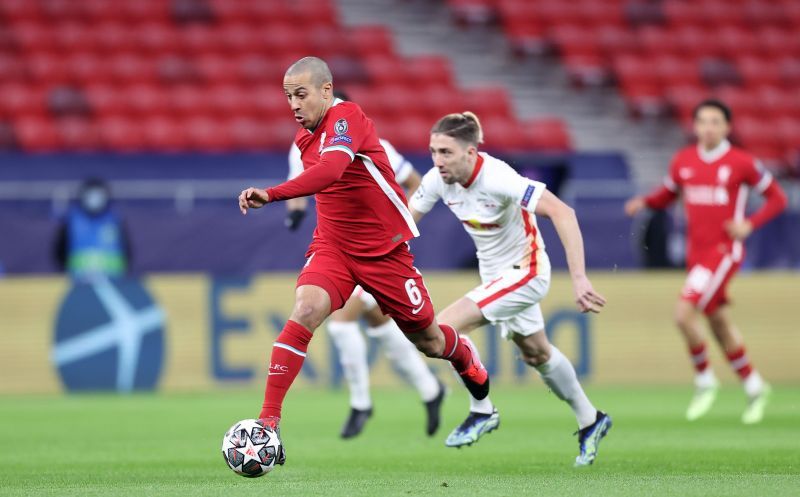 Thiago Alcantara in action against RB Leipzig