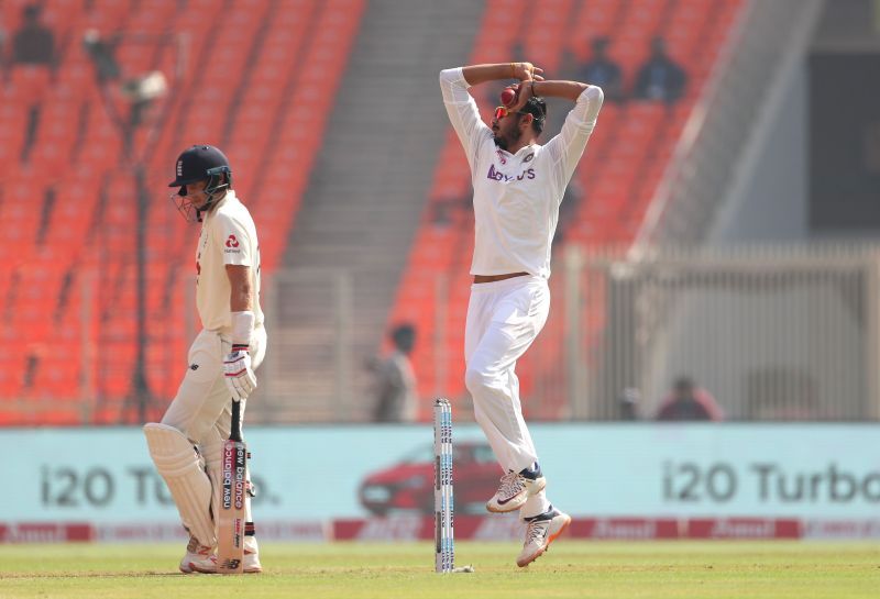 Axar Patel in action during the recently concluded India vs England, Test series in Ahmedabad.