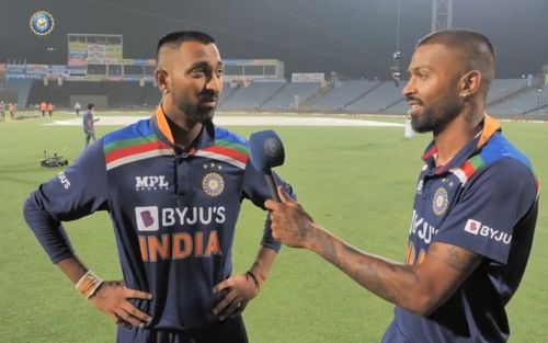 Krunal Pandya and Hardik Pandya. Pic: BCCI