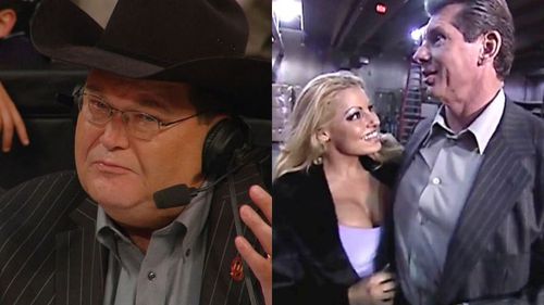 Jim Ross, Trish Stratus, and Vince McMahon.