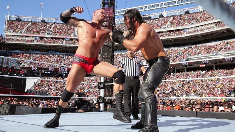 Randy Orton&#039;s RKO on Seth Rollins is an often shown WrestleMania moment