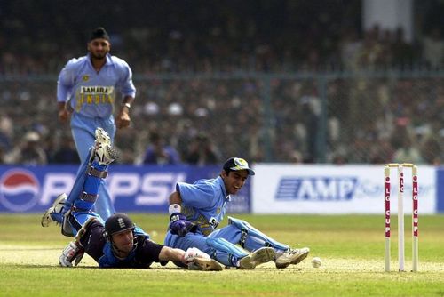 Ajay Ratra trying to effect a run out against England in 2002.