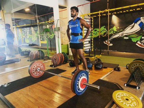 Sanju Samson at the gym