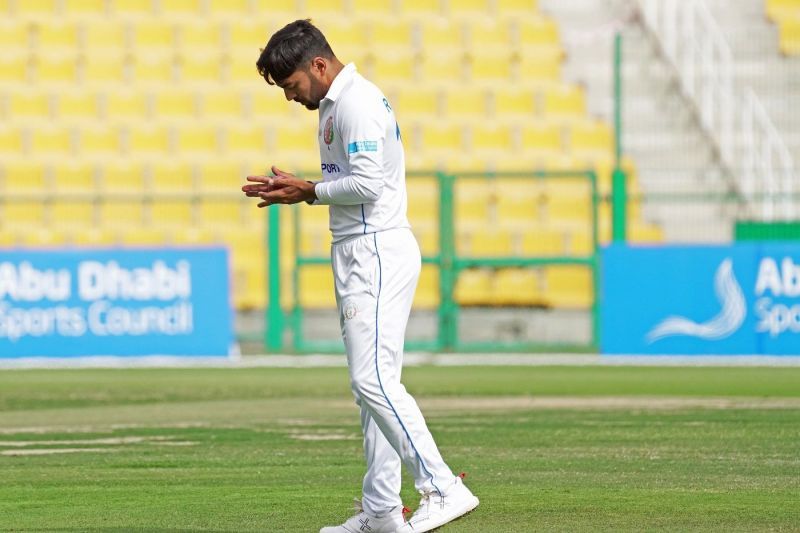 Rashid Khan in the field against Zimbabwe.