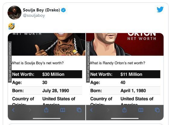 Soulja Boy compares net worths with Orton