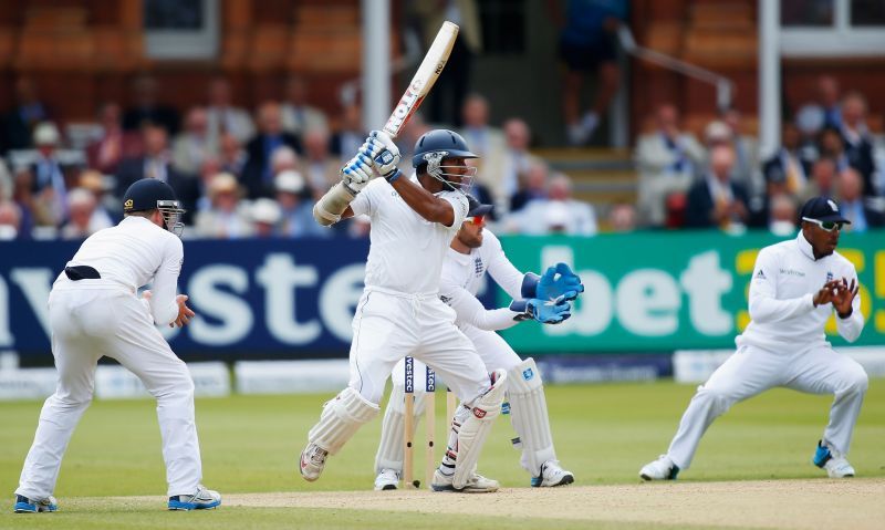 Sangakkara, here batting against England, scored a Double hundred which helped Sri Lanka win the second Asian Test Championship