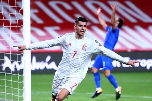 Alvaro Morata celebrates after scoring a sublime goal