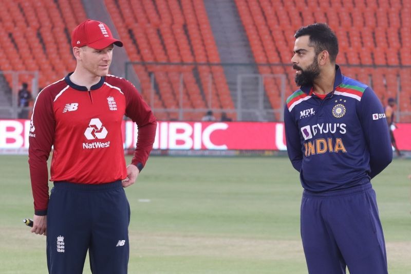 Eoin Morgan and Virat Kohli. Pic: ICC