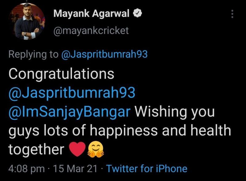 Mayank Agarwal's deleted tweet.