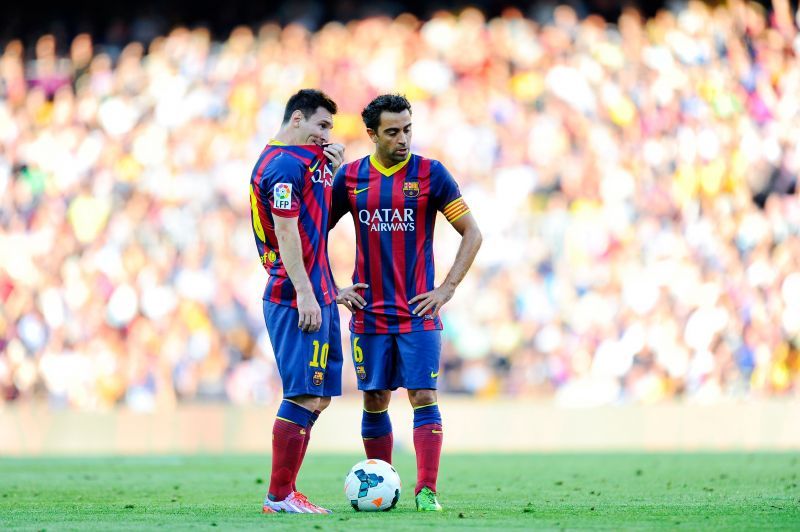 Xavi and Lionel Messi