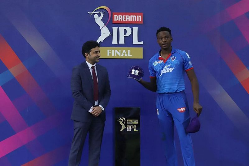 Kagiso Rabada of Delhi Capitals receives the Purple cap.