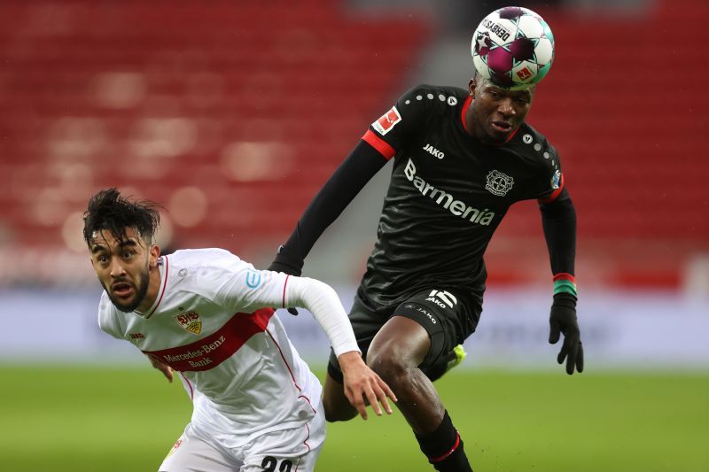 Edmond Tapsoba in action for Bayer Leverkusen