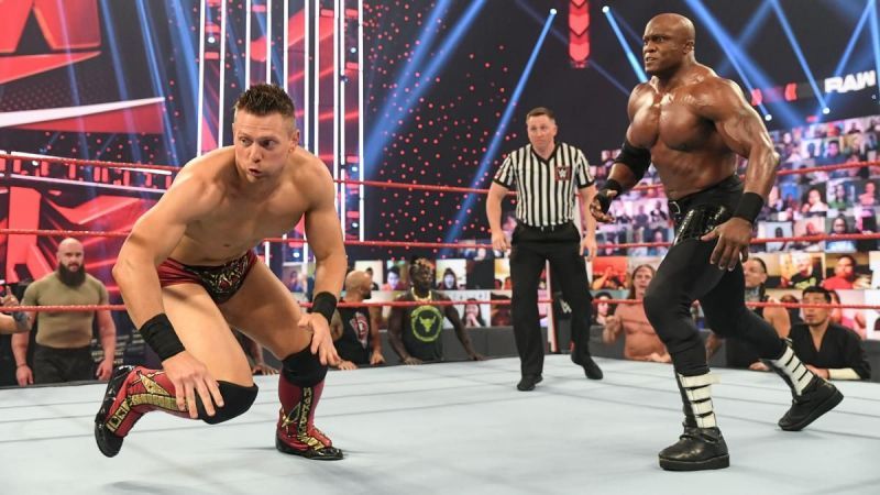 The Miz trying to escape Bobby Lashley