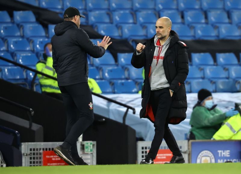 Manchester City boss Pep Guardiola before the Premier League game against Southampton