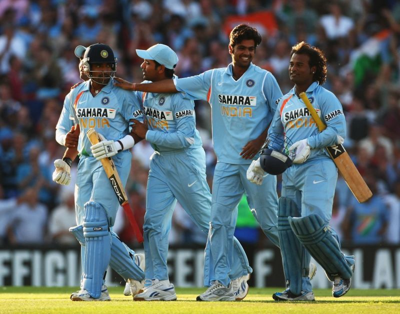 Indian Cricket team after a successful chase at the Oval in 2007