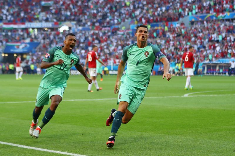 Nani and Cristiano Ronaldo