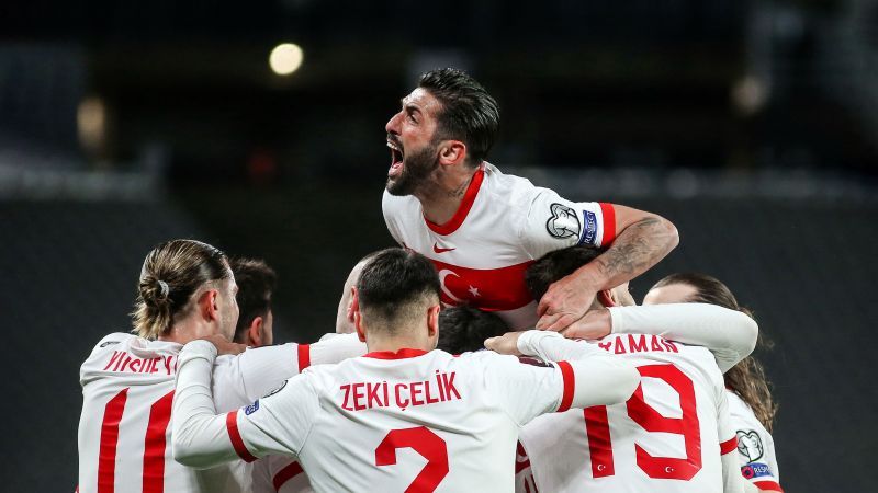 Turkey celebrates after scoring a goal