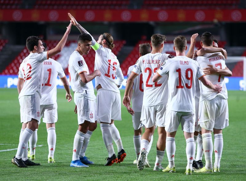 Spain in action against Greece - FIFA World Cup 2022 Qatar Qualifier