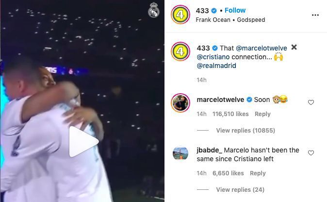 Marcelo commenting &#039;soon&#039; on the Instagram post