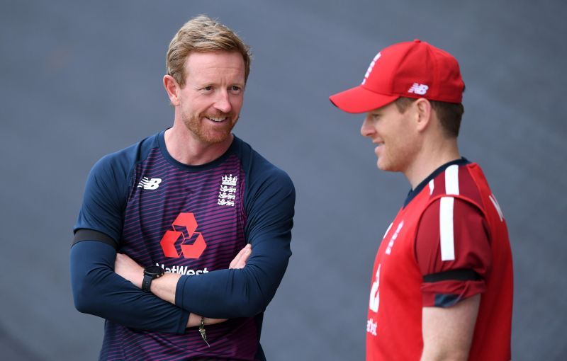 Paul Collingwood with Eoin Morgan.