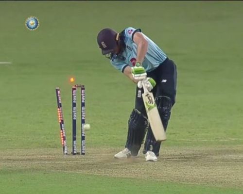 Prasidh Krishna's blistering yorker made a mess of Jos Buttler's stumps (PC: Twitter)