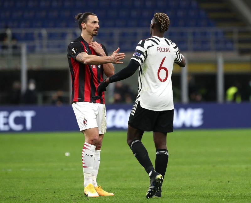 Mino Raiola&#039;s clients Zlatan Ibrahimovic (L) and Paul Pogba