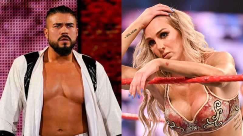 Andrade (left); Charlotte Flair (right)