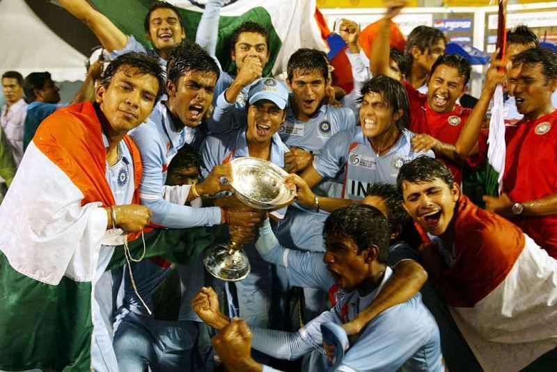 Virat Kohli&#039;s U-19 Indian side celebrate their win (Photo: ICC)