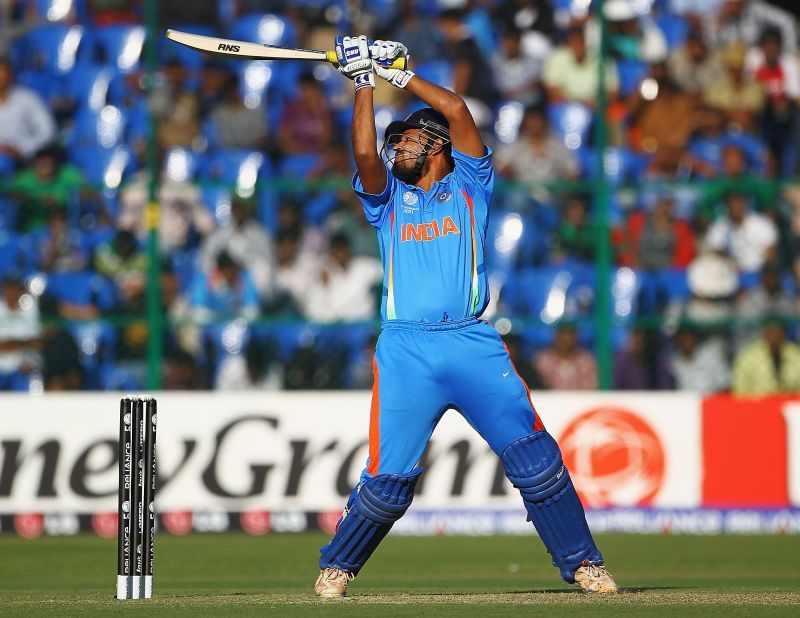 Yusuf Pathan in action during the 2011 World Cup