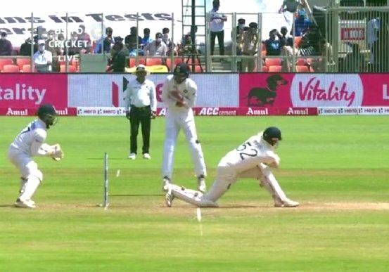 Dom Sibley&#039;s dismissal against Axar Patel on Saturday. (PC: Twitter