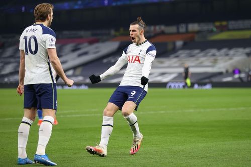 Harry Kane celebrates after providing Gareth Bale his goal for Tottenham Hotspur