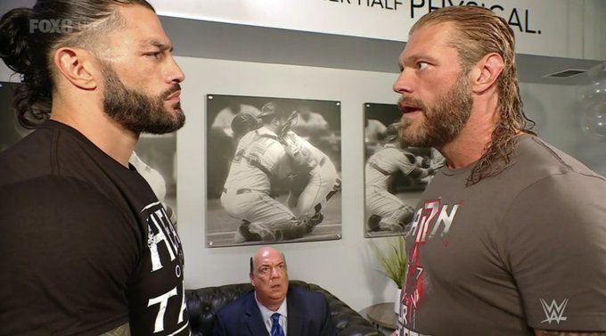 Edge and Roman Reigns in an unlikely moment of truce