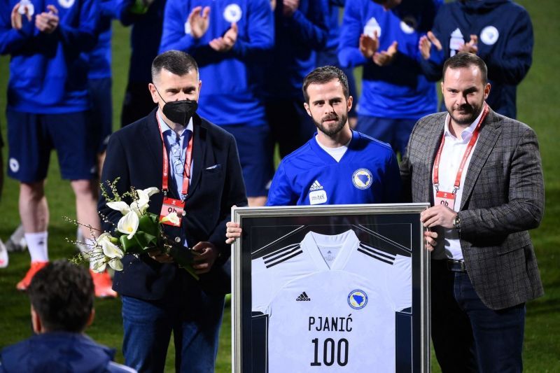 The game vs France was Pjanic&#039;s 100th for Bosnia and Herzegovina [Source:@Barca_Buzz (Twitter)]
