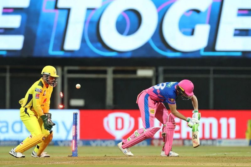 Jos Buttler is bowled by Ravindra Jadeja. Pic: IPLT20.COM