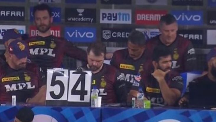 KKR&#039;s &#039;54&#039; code caught on camera. (PC: Hotstar)