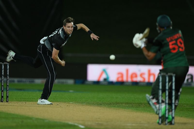 Adam Milne in action against Bangladesh.