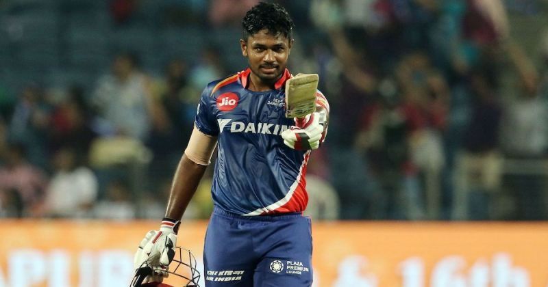 A young Sanju Samson celebrates his knock in his Delhi Daredevils days. (Vipin Pawar/IPL/Sportzpics)