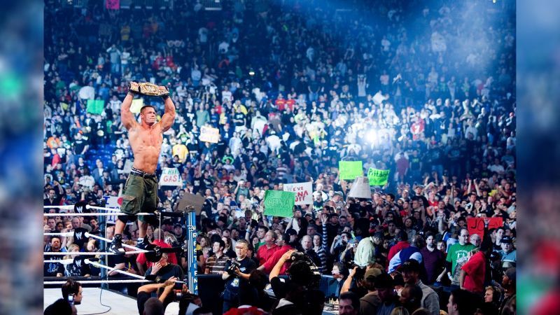 John Cena faced off against Shawn Michaels in the main event of WrestleMania 23 for the WWE Championship (Credit = WWE Network)