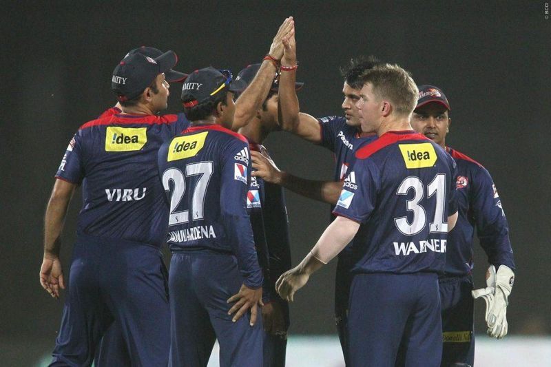 Delhi players celebrate a wicket (Source:Sportzpics for BCCI/IPLT20)
