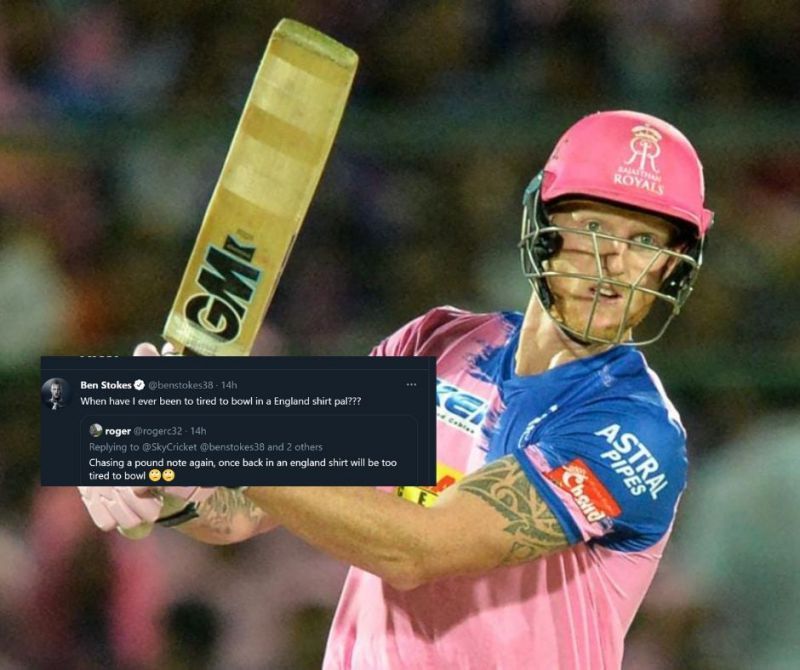 Ben Stokes hit back at a troll ahead of IPL 2021