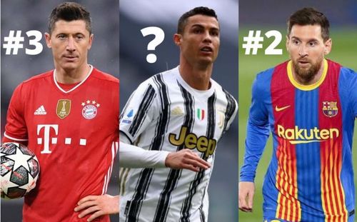 Robert Lewandowski, Cristiano Ronaldo and Lionel Messi