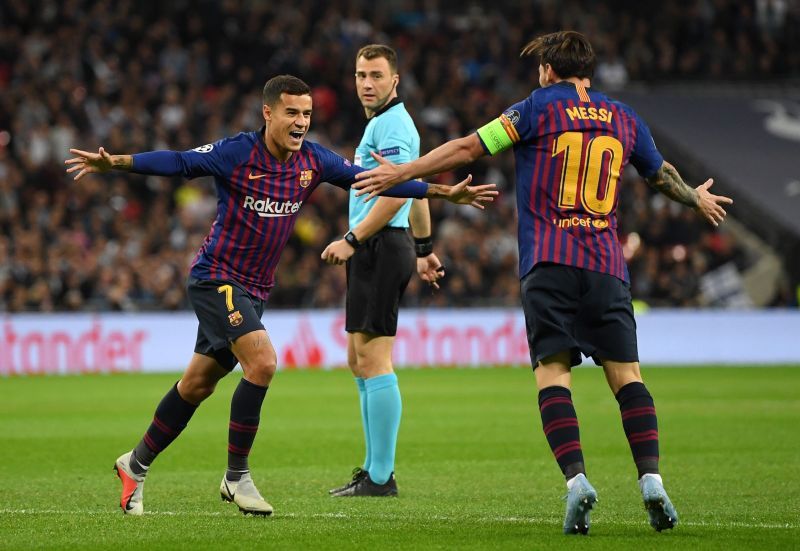 Philippe Coutinho and Lionel Messi